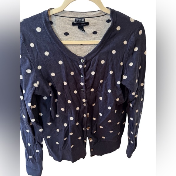 Navy Tommy Hilfiger Polka Dotted Cardi - Picture 1 of 4